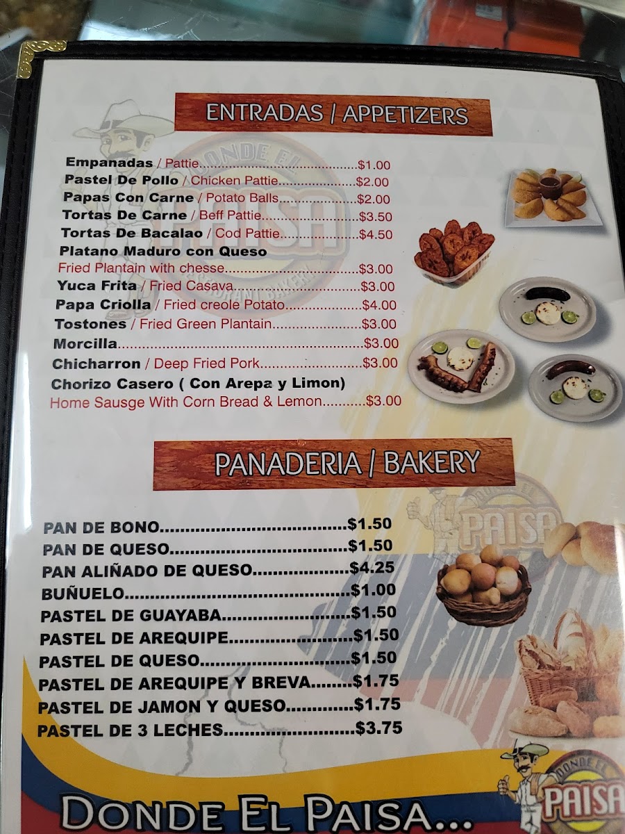 Donde El Paisa Restaurant & Bakery Menu - Image 2